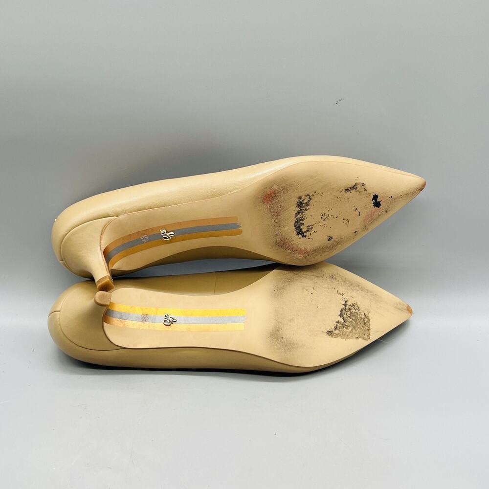 Sam Edelman Shoes Womens 8.5 Beige Leather Kitten Heel Dress Pumps Pointed Toe - Picture 8 of 10